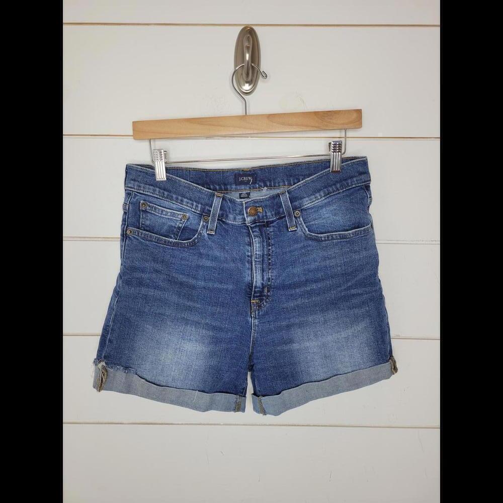 NWOT J Crew size 29 blue medium wash denim cut off/rolled jean shorts